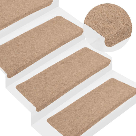 Tappetini Autoadesivi per Scale 15 pz 65x24,5x3,5 cm Beige 343476
