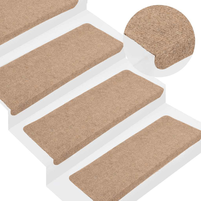 Tappetini Autoadesivi per Scale 15 pz 65x24,5x3,5 cm Beige 343476