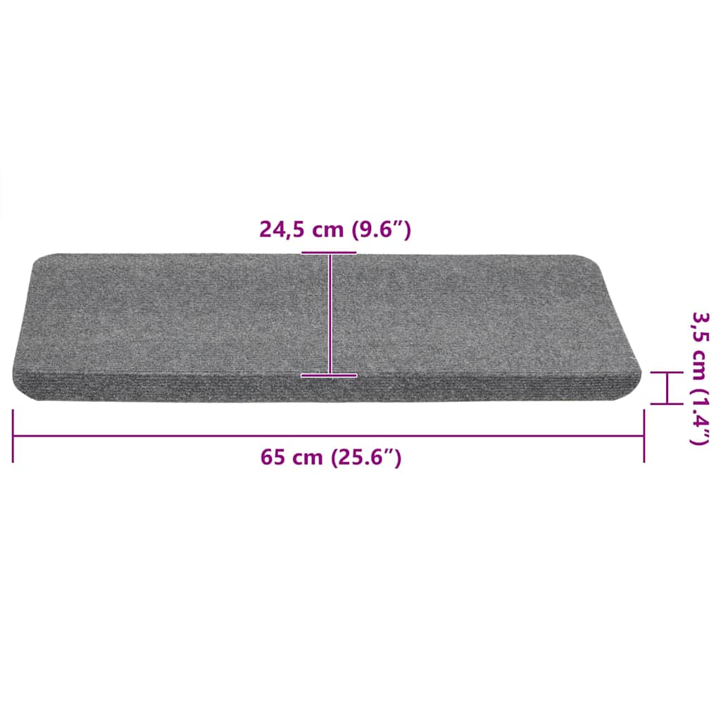 Tappetini Autoadesivi per Scale 15 pz 65x24,5x3,5 cm Grigio 343479