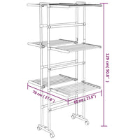 Stendibiancheria a 3 Livelli con Ruote Argento 60x70x129 cm 344376