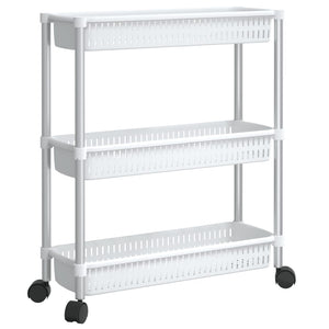 Carrello Portaoggetti a 3 Livelli Argento e Bianco in Alluminio 344380
