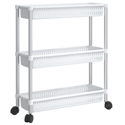 Carrello Portaoggetti a 3 Livelli Argento e Bianco in Alluminio 344380
