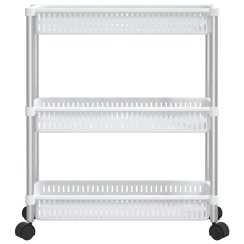 Carrello Portaoggetti a 3 Livelli Argento e Bianco in Alluminio 344380
