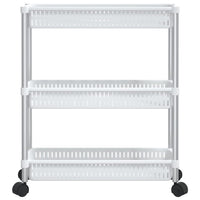 Carrello Portaoggetti a 3 Livelli Argento e Bianco in Alluminio 344380