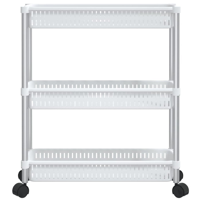 Carrello Portaoggetti a 3 Livelli Argento e Bianco in Alluminio 344380