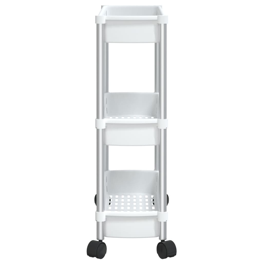 Carrello Portaoggetti a 3 Livelli Argento e Bianco in Alluminio 344380