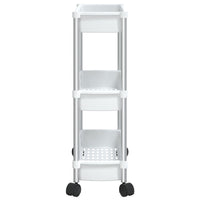 Carrello Portaoggetti a 3 Livelli Argento e Bianco in Alluminio 344380
