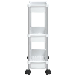 Carrello Portaoggetti a 3 Livelli Argento e Bianco in Alluminio 344380