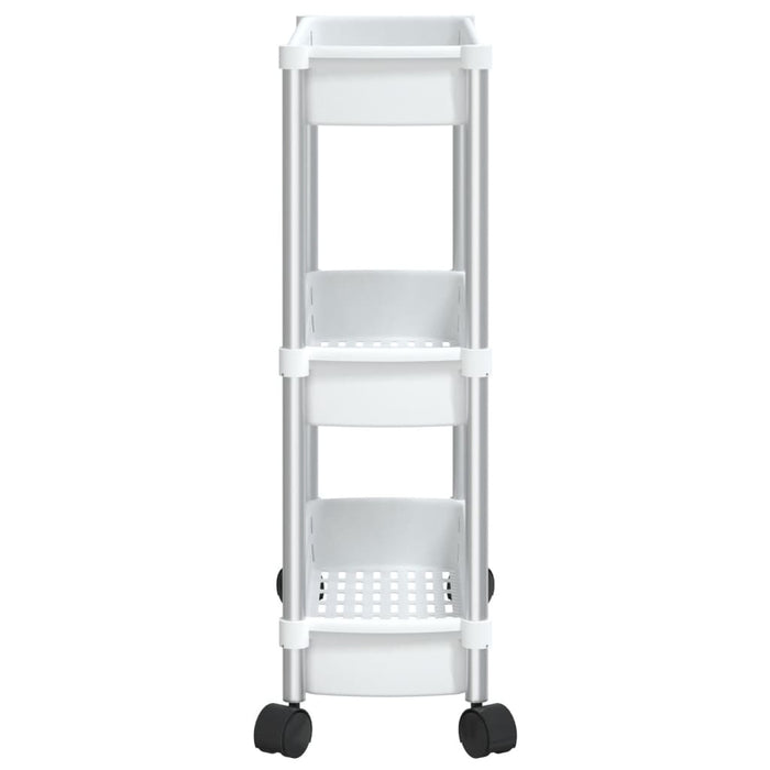 Carrello Portaoggetti a 3 Livelli Argento e Bianco in Alluminio 344380
