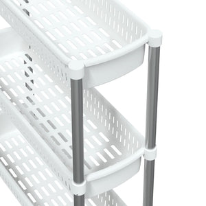 Carrello Portaoggetti a 3 Livelli Argento e Bianco in Alluminio 344380