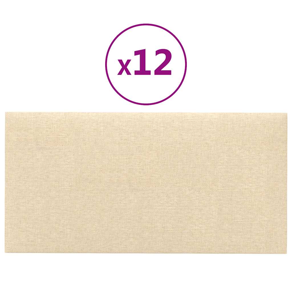 Pannelli Murali 12 pz Crema 30x15 cm Tessuto 0,54 mÂ² cod mxl 19003