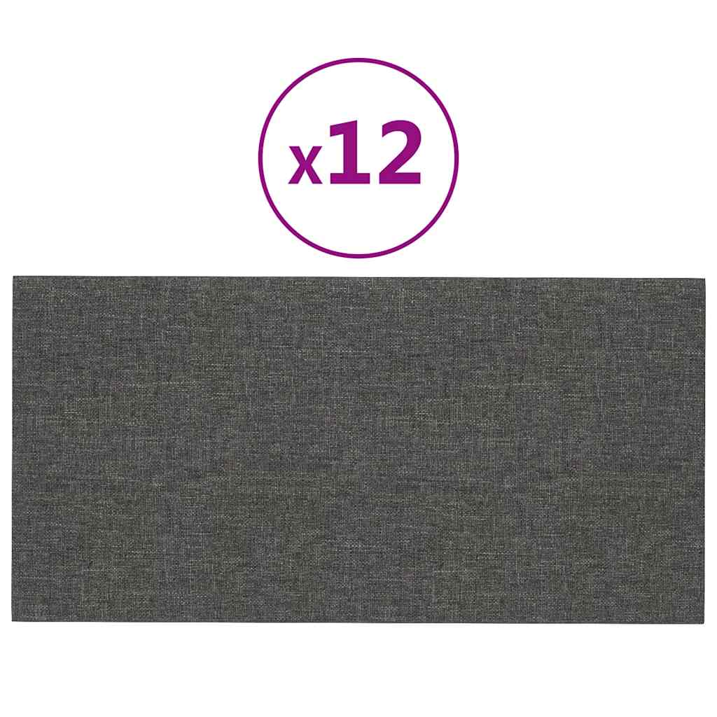 Pannelli Murali 12 pz Grigio Scuro 30x15 cm Tessuto 0,54 m² 343762
