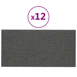 Pannelli Murali 12 pz Grigio Scuro 30x15 cm Tessuto 0,54 m² 343762