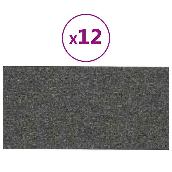 Pannelli Murali 12 pz Grigio Scuro 30x15 cm Tessuto 0,54 m² 343762