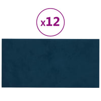 Pannelli Murali 12 pz Blu 30x15 cm in Velluto 0,54 mÂ² cod mxl 20676