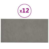 Pannelli Murali 12 pz Grigio Chiaro 30x15 cm Velluto 0,54 m² 343779