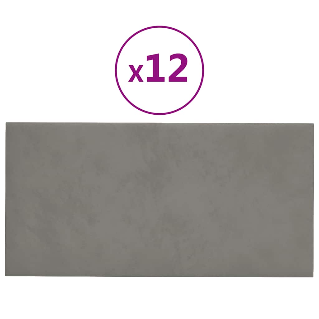 Pannelli Murali 12 pz Grigio Chiaro 30x15 cm in Velluto 0,54 mÂ² cod mxl 10224