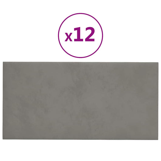 Pannelli Murali 12 pz Grigio Chiaro 30x15 cm in Velluto 0,54 mÂ² cod mxl 10224