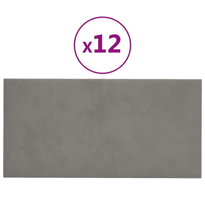Pannelli Murali 12 pz Grigio Chiaro 30x15 cm in Velluto 0,54 mÂ² cod mxl 10224