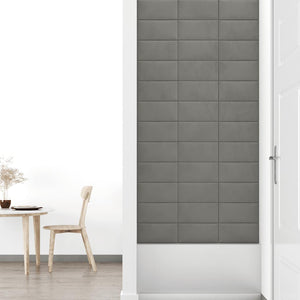 Pannelli Murali 12 pz Grigio Chiaro 30x15 cm Velluto 0,54 m² 343779