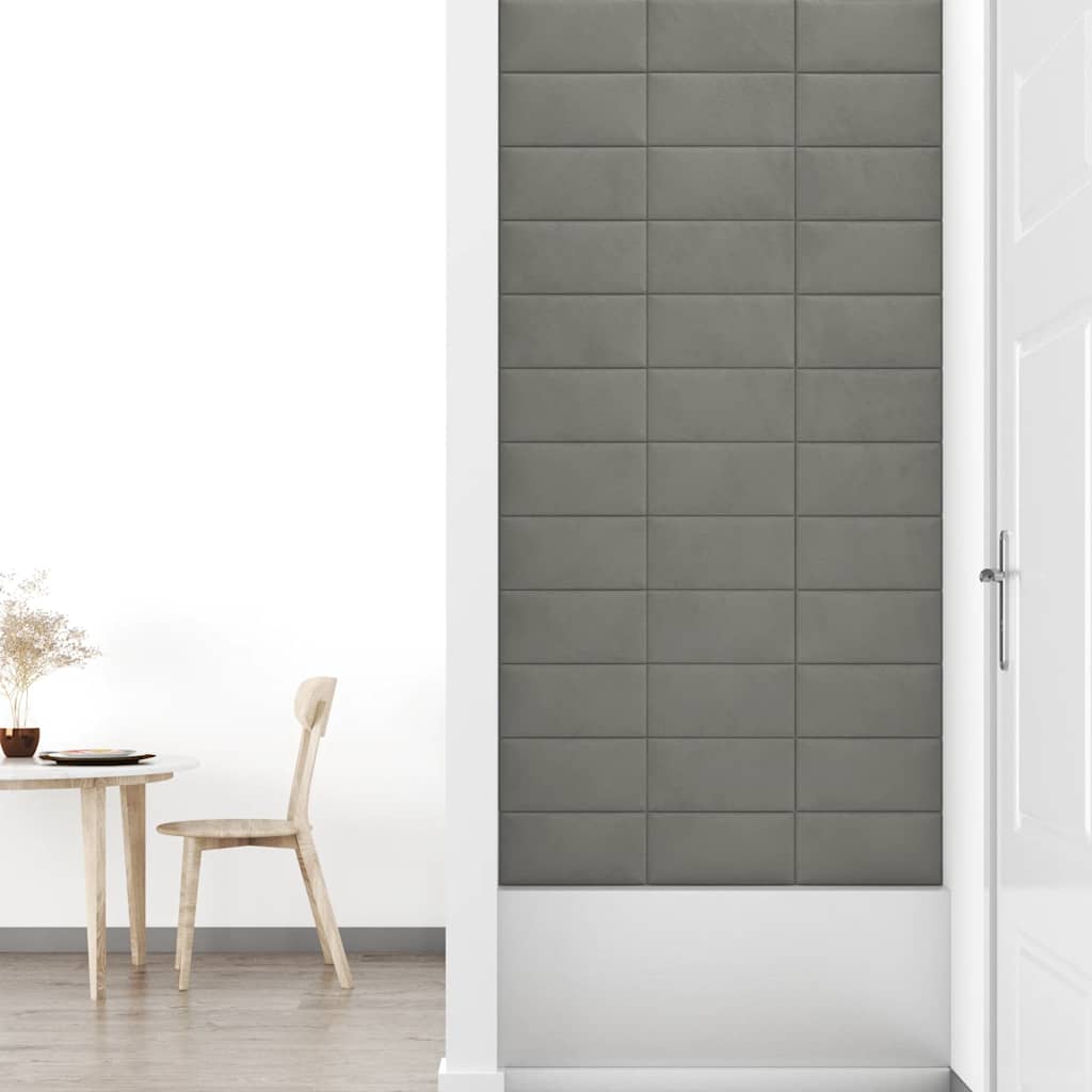 Pannelli Murali 12 pz Grigio Chiaro 30x15 cm in Velluto 0,54 mÂ² cod mxl 10224