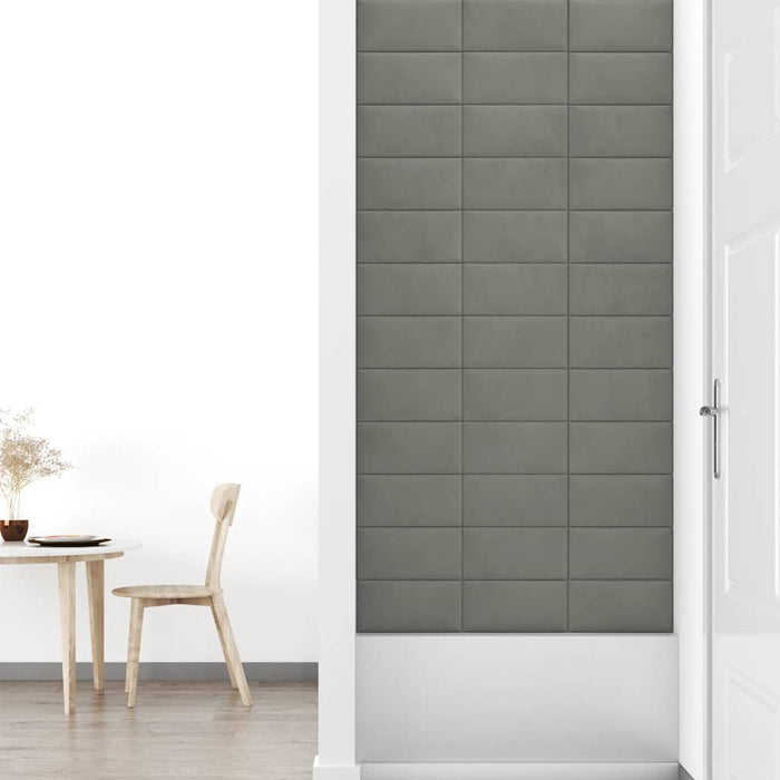Pannelli Murali 12 pz Grigio Chiaro 30x15 cm in Velluto 0,54 mÂ² cod mxl 10224