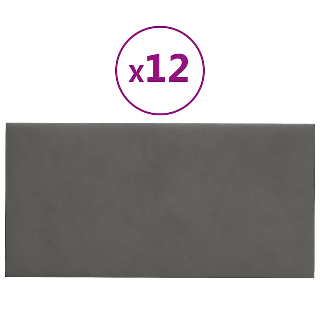 Pannelli Murali 12 pz Grigio Scuro 30x15 cm in Velluto 0,54 mÂ² cod mxl 19598