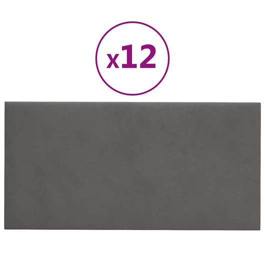 Pannelli Murali 12 pz Grigio Scuro 30x15 cm in Velluto 0,54 mÂ² cod mxl 19598