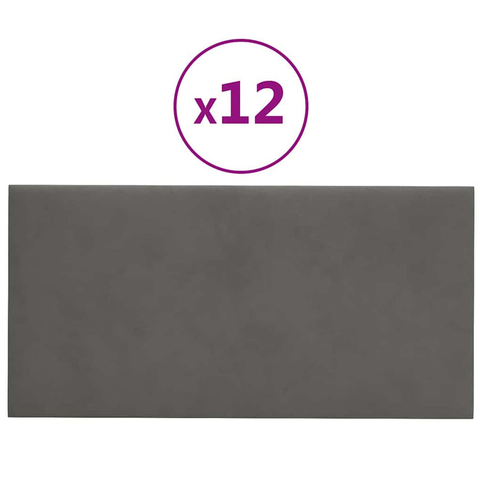 Pannelli Murali 12 pz Grigio Scuro 30x15 cm in Velluto 0,54 mÂ² cod mxl 19598
