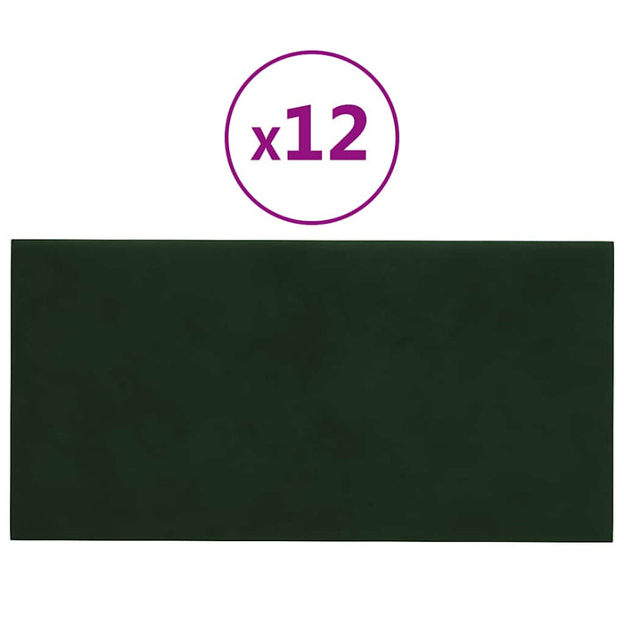 Pannelli Murali 12 pz Verde Scuro 30x15 cm in Velluto 0,54 mÂ² cod mxl 20662