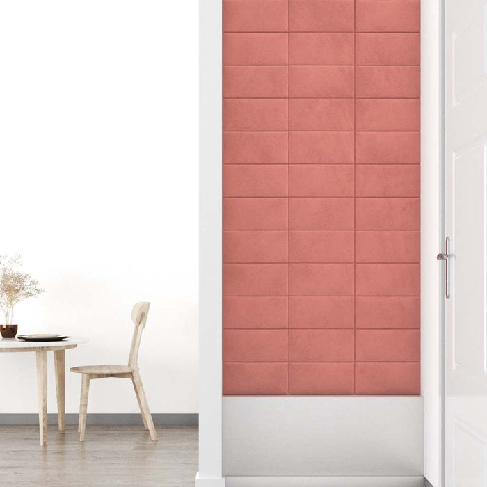 Pannelli Murali 12 pz Rosa 30x15 cm Velluto 0,54 m² 343782