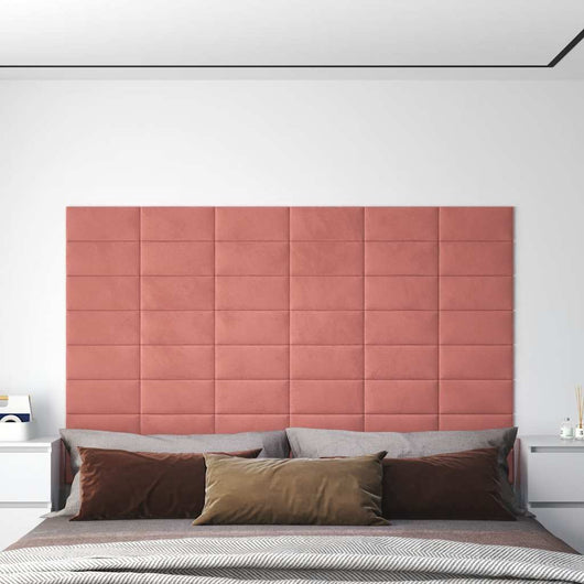 Pannelli Murali 12 pz Rosa 30x15 cm Velluto 0,54 m² 343782