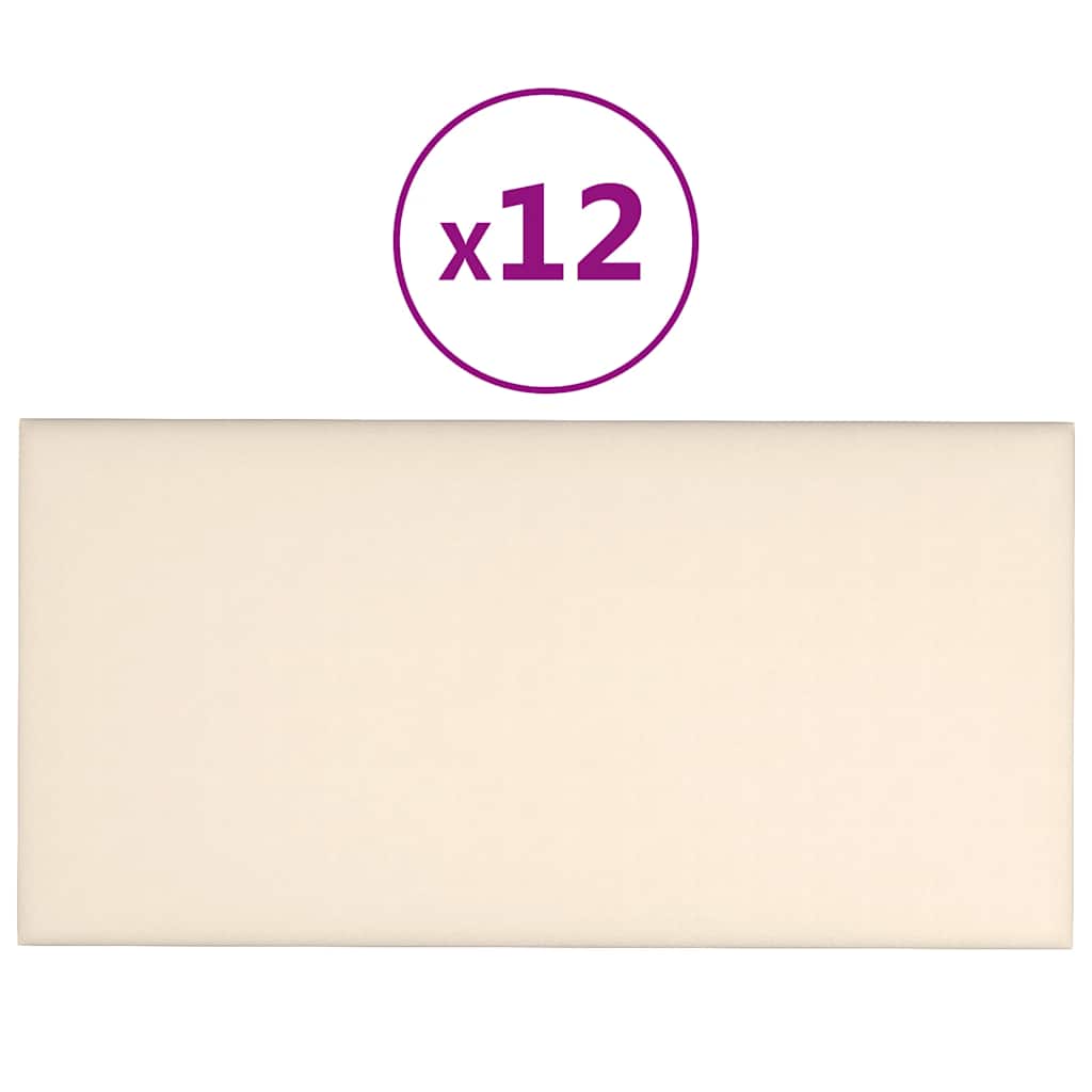 Pannelli Murali 12 pz Crema 30x15 cm Velluto 0,54 m² 343787
