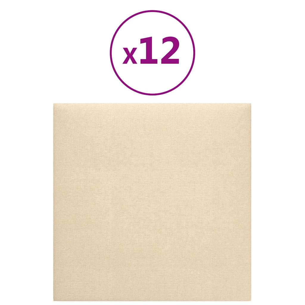 Pannelli Murali 12 pz Crema 30x30 cm Tessuto 1,08 mÂ² cod mxl 19590