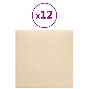 Pannelli Murali 12 pz Crema 30x30 cm Tessuto 1,08 mÂ² cod mxl 19590