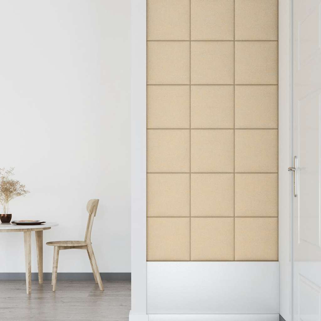 Pannelli Murali 12 pz Crema 30x30 cm in Tessuto 1,08 m² 343788