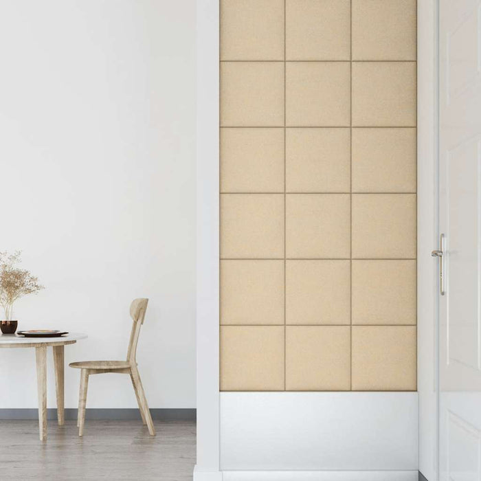Pannelli Murali 12 pz Crema 30x30 cm in Tessuto 1,08 m² 343788