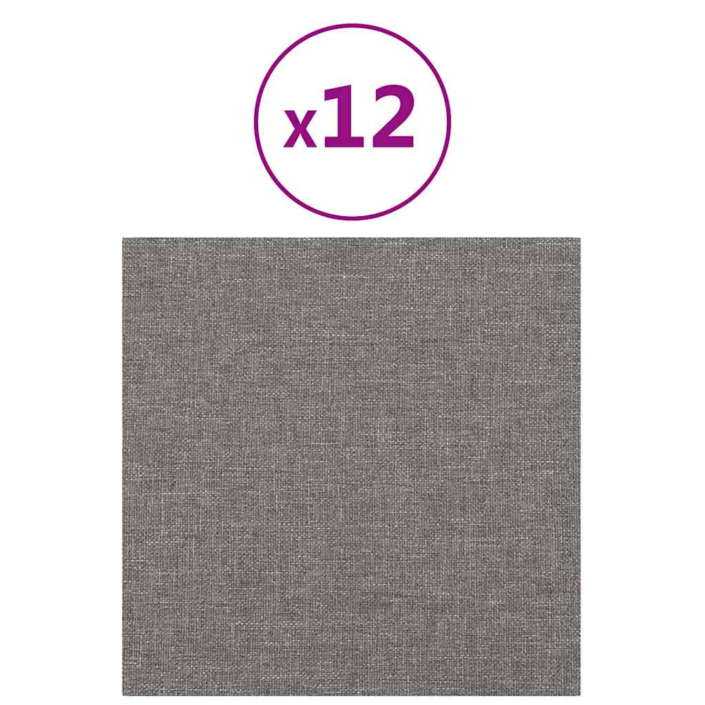 Pannelli Murali 12 pz Grigio Chiaro 30x30 cm in Tessuto 1,08 mÂ²