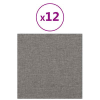 Pannelli Murali 12 pz Grigio Chiaro 30x30 cm in Tessuto 1,08 mÂ²