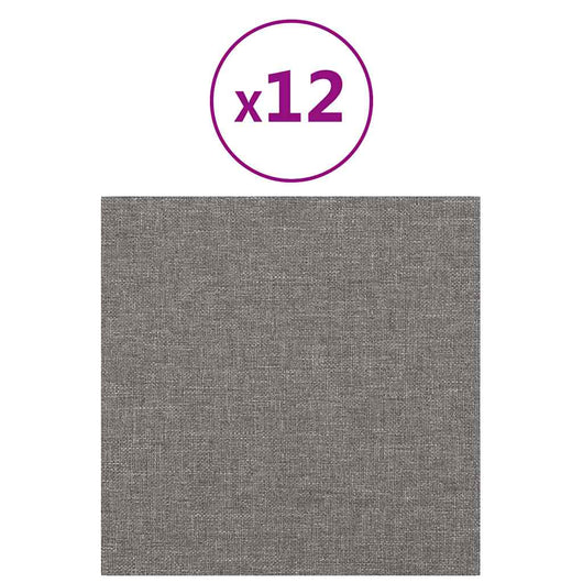 Pannelli Murali 12 pz Grigio Chiaro 30x30 cm in Tessuto 1,08 mÂ²
