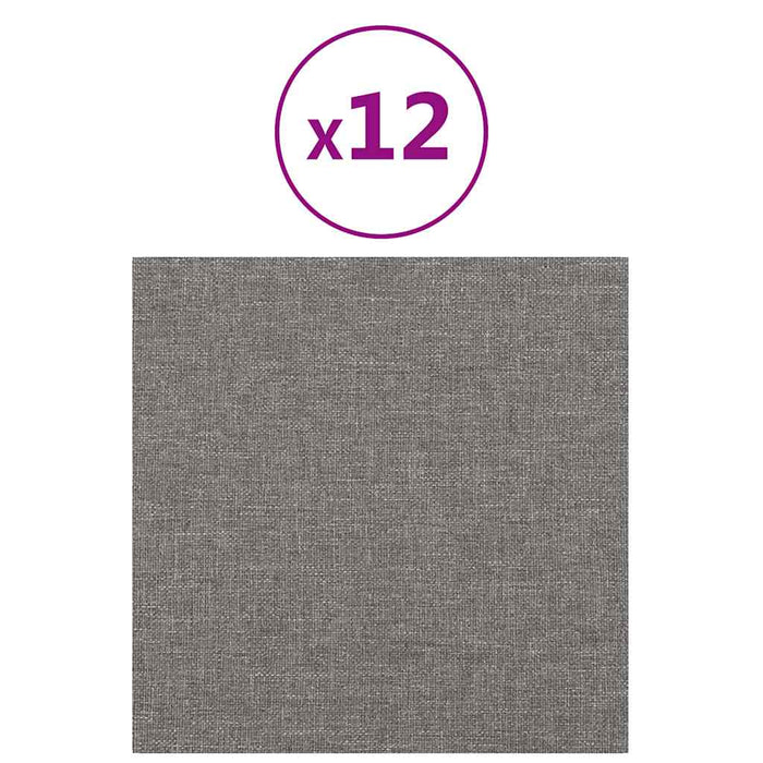 Pannelli Murali 12 pz Grigio Chiaro 30x30 cm in Tessuto 1,08 mÂ²