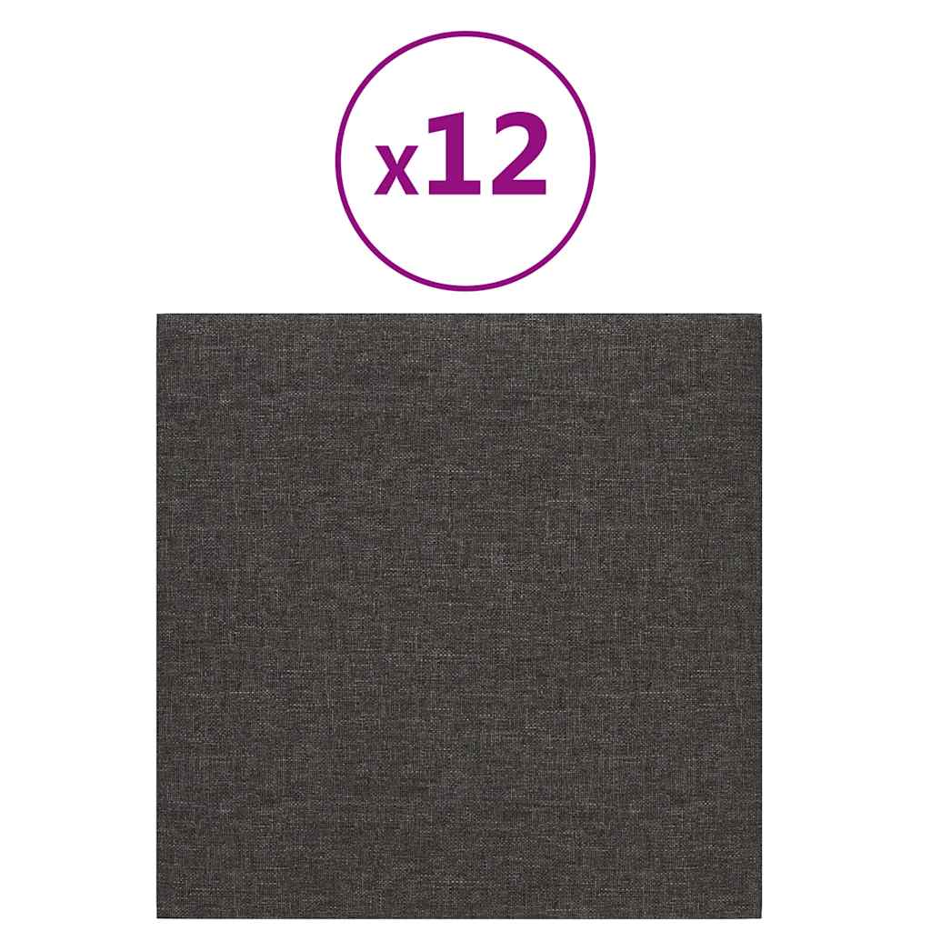 Pannelli Murali 12 pz Grigio Scuro 30x30 cm Tessuto 1,08 mÂ²