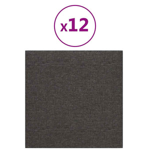 Pannelli Murali 12 pz Grigio Scuro 30x30 cm Tessuto 1,08 mÂ²