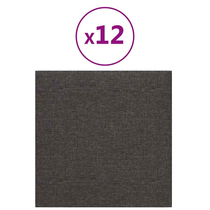 Pannelli Murali 12 pz Grigio Scuro 30x30 cm Tessuto 1,08 mÂ²