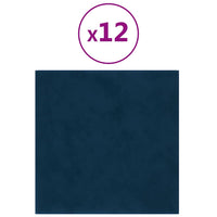 Pannelli Murali 12 pz Blu 30x30 cm Velluto 1,08 mÂ²