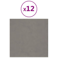 Pannelli Murali 12 pz Grigio Chiaro 30x30 cm Velluto 1,08 mÂ² cod mxl 19671