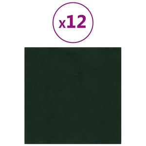 Pannelli Murali 12 pz Verde Scuro 30x30 cm Velluto 1,08 mÂ² cod mxl 12303