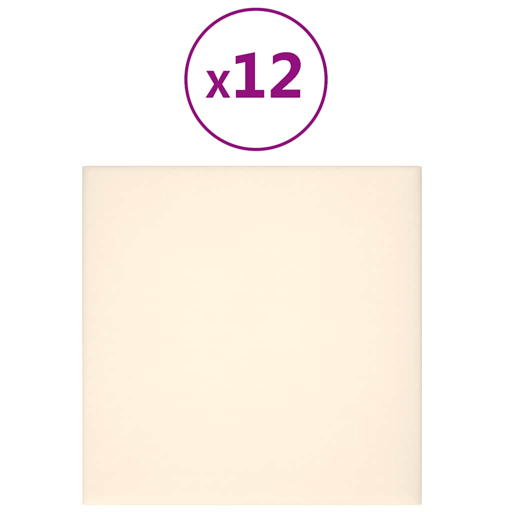Pannelli Murali 12 pz Crema 30x30 cm Velluto 1,08 m² 343815