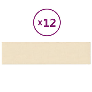 Pannelli Murali 12 pz Crema 60x15 cm Tessuto 1,08 m² 343816
