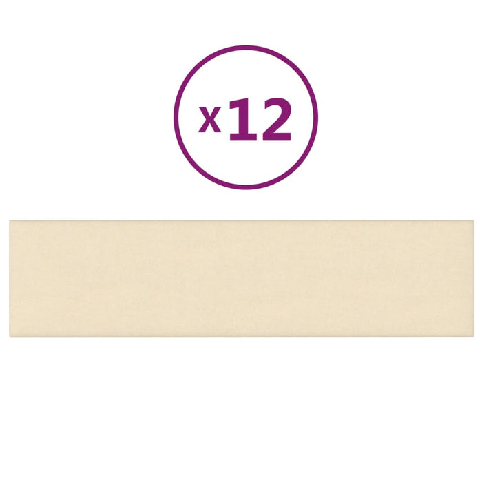 Pannelli Murali 12 pz Crema 60x15 cm Tessuto 1,08 m² 343816